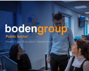 image of corporate office, with boden group logo, public sector, recruitment service, health care, education , government 